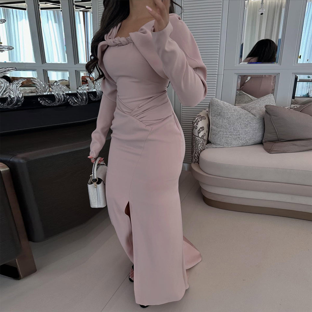 Damen Maxikleid mit elegantem Wickelausschnitt und figurbetonter Silhouette R&B