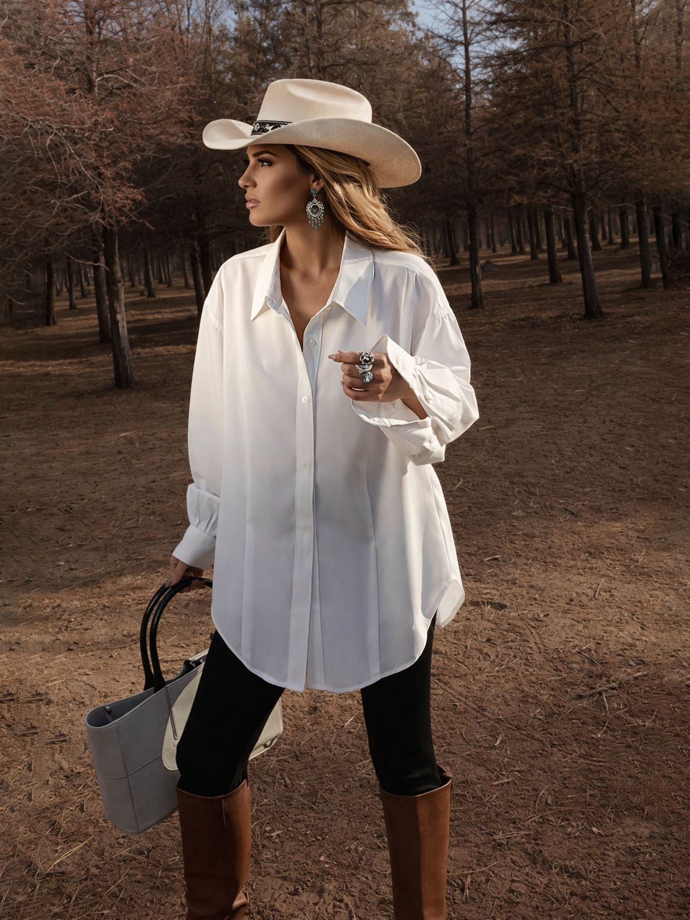 Damen R&Bhemd mit oversized Schnitt und eleganten Manschetten R&B