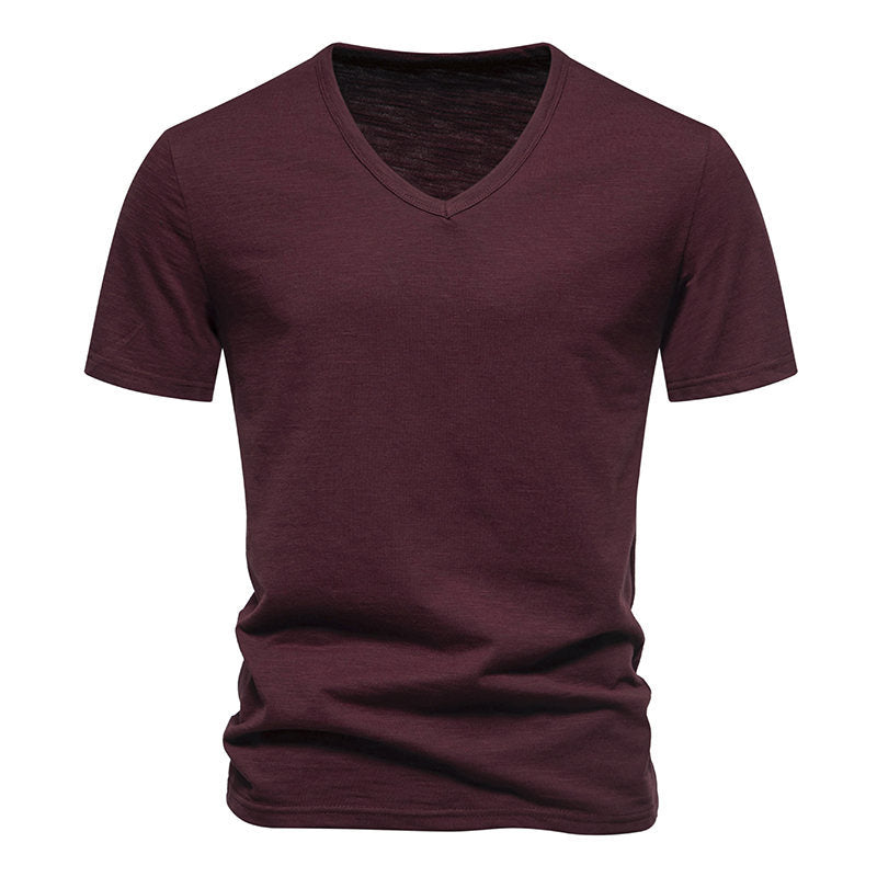 Herren V-Ausschnitt T-Shirt aus atmungsaktiver Baumwolle mit komfortablem Sitz