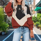 Damen Modischer Strickpullover mit innovativem Muster und weiten Ärmeln R&B