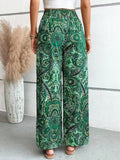 Damen weite Palazzo-Hose mit elastischem Bund und paisley Muster R&B