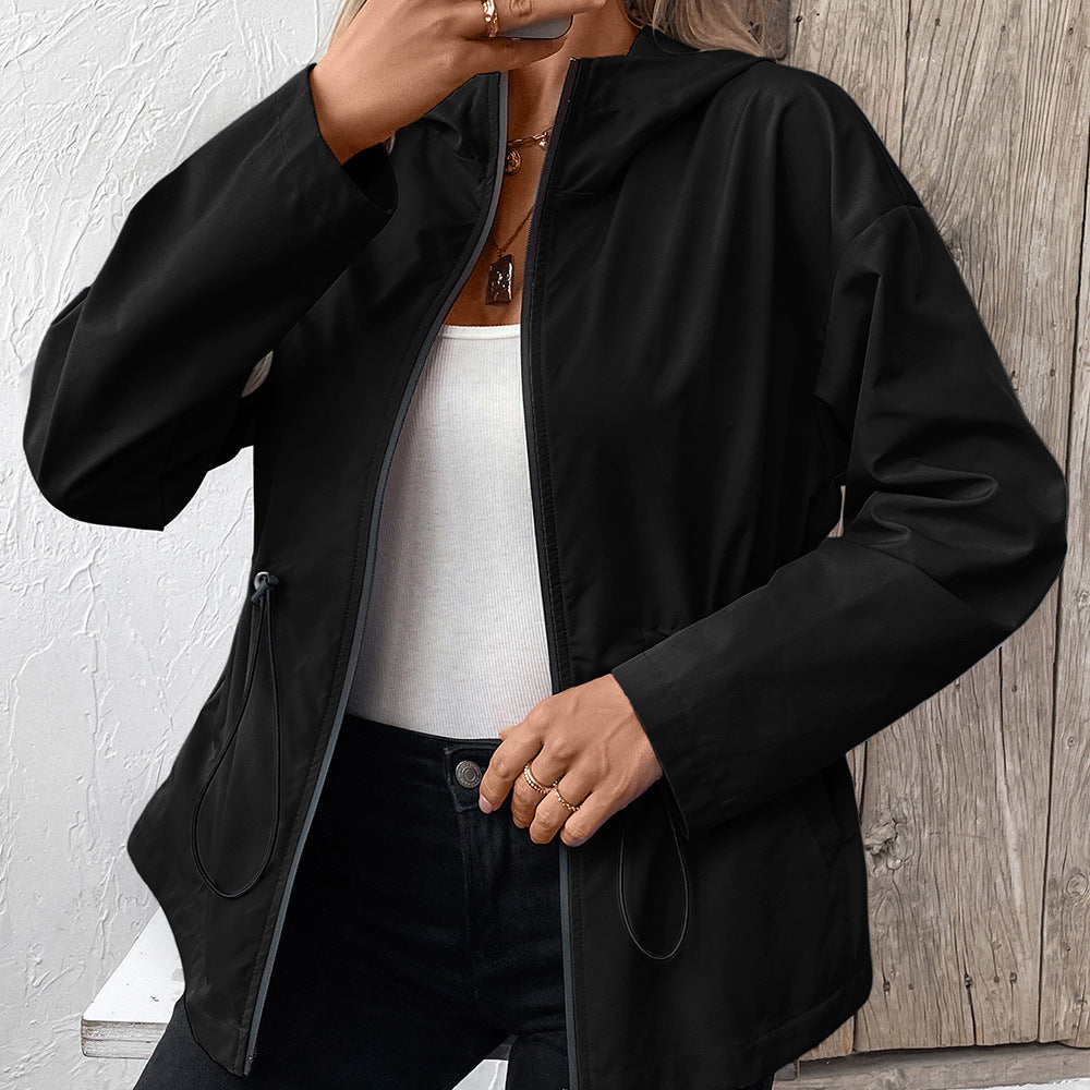 Damen leichte Kapuzenjacke mit einstellbarem Bund R&B