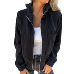 Damen leicht taillierte Cordjacke mit praktischen Taschen R&B