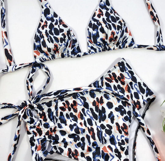Damen Triangel-Bikini mit hohem Bund und modischem Wickelband R&B
