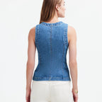 Damen Jeansweste mit Knopfleiste und seitlichen Eingrifftaschen R&B
