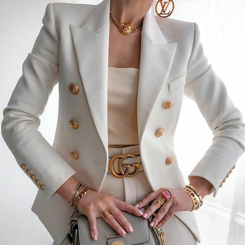 Damen Elegante taillierte Blazerjacke mit goldenen Knöpfen R&B