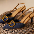 Damen Elegante Slingback-Pumps mit modischem Schnallen-Detail