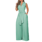 Damen Jumpsuit mit weitem Bein und Taillengürtel R&B