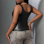 Damen Tanktop mit glänzendem Material und figurbetonender Passform