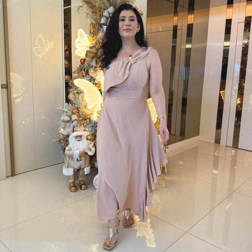 Damen Maxikleid mit eleganter Raffung R&B