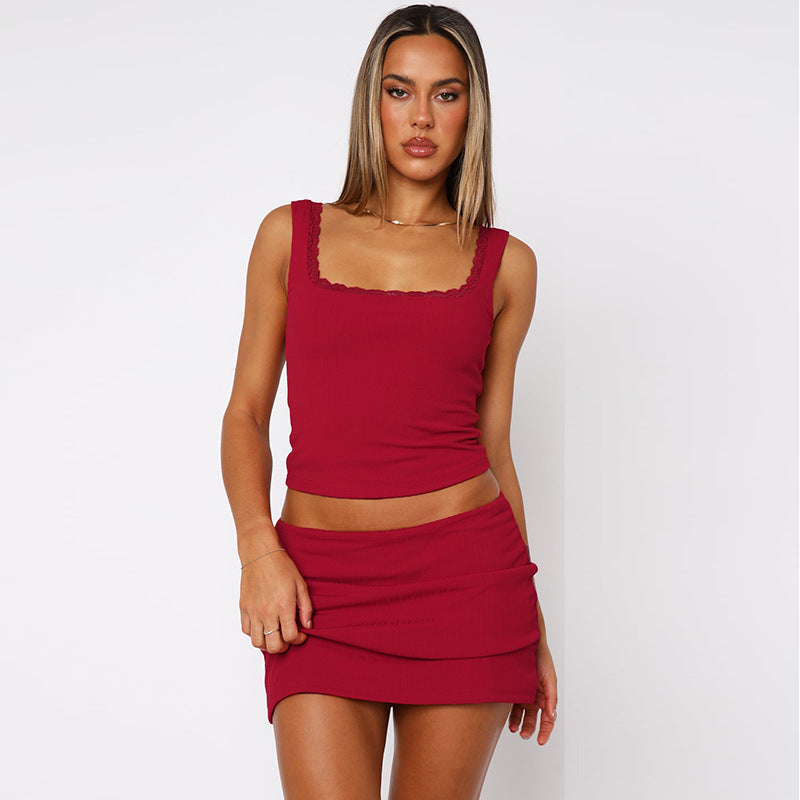 Damen Slim Fit Kleid mit Spitzenakzenten R&B