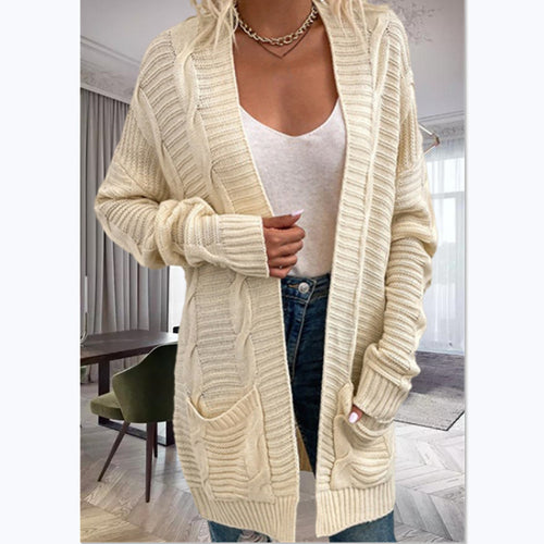 Damen Strickcardigan mit strukturiertem Design und großen Taschen R&B