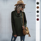 Damen modischer Oversized Pullover mit weitem Kragen und Rippstruktur