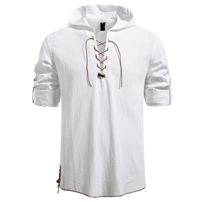 Herren Kaptuzenbluse mit einzigartigem Schnürdesign R&B