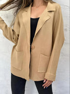 Damen Oversized Blazer mit Patch-Taschen und modischem Schnitt R&B