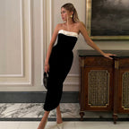 Damen Elegantes Maxi-Kleid mit schulterfreiem Oberteil und raffinierten Details R&B
