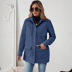 Damen Modische Utility-Jacke mit großen Taschen und goldenem Druck R&B