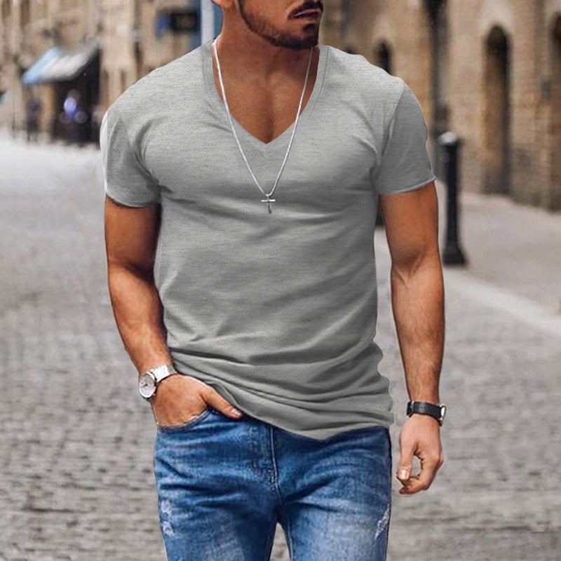 Herren lässiges V-Ausschnitt T-Shirt R&B