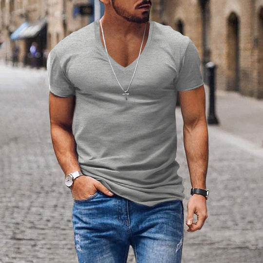 Herren lässiges V-Ausschnitt T-Shirt R&B