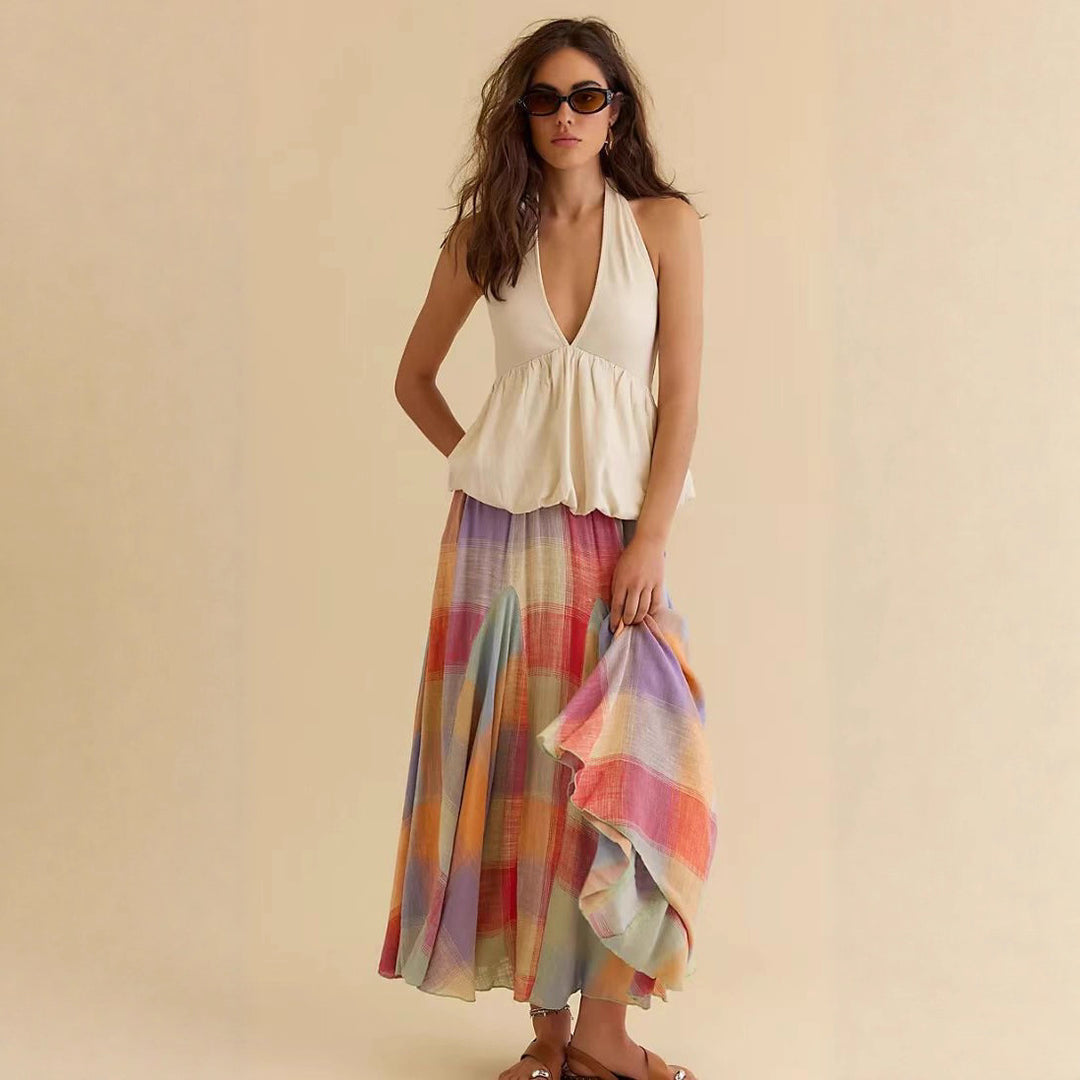 Damen Midirock mit farbenfrohem geometrischem Muster R&B