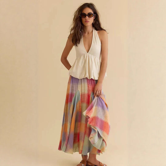 Damen Midirock mit farbenfrohem geometrischem Muster R&B