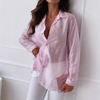 Damen elegante langärmlige Bluse mit feiner Struktur R&B