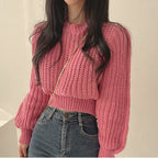 Damen Grobstrickpullover mit weitem Schnitt und überschnittenen Schultern R&B