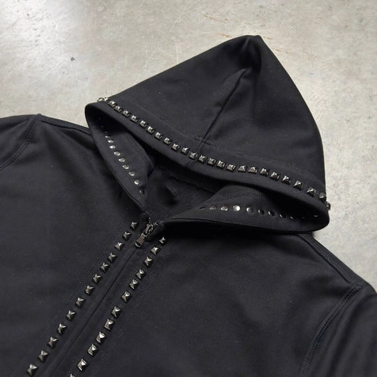 Damen Hoodie mit dekorativen Nieten und geradem Schnitt R&B