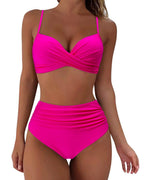 Damen Hochtailliertes Bikini-Set mit Raffungen R&B