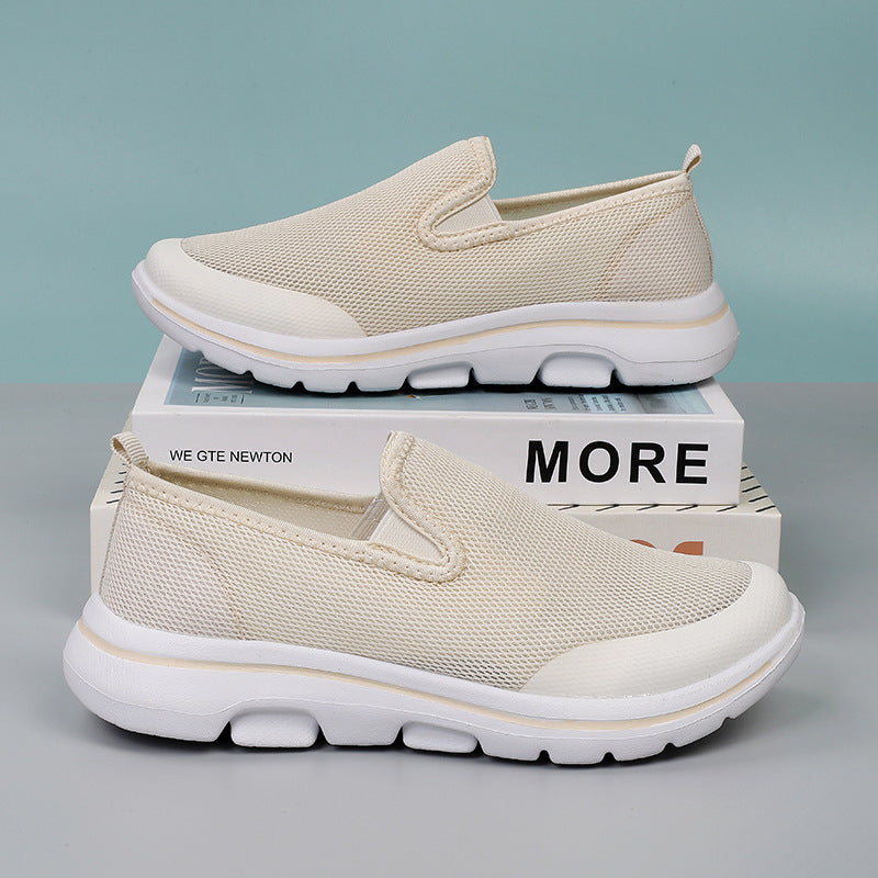 Damen Slip-On Freizeit-Schuhe mit atmungsaktivem Mesh-Obermaterial und flexibler Sohle
