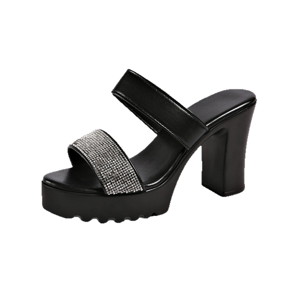 Damen Plateau-High Heel Sandalen mit Glamourösen Strassdetails und Rutschfester Sohle