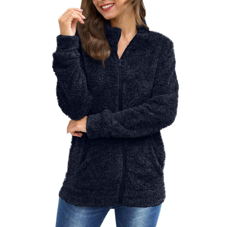 Damen Kuscheljacke mit durchgehendem Reißverschluss und weichem Plüschstoff R&B
