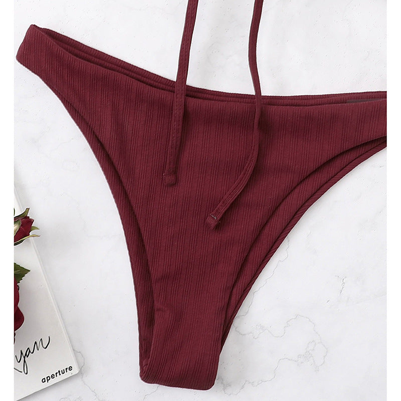 Damen Triangel-Bikini mit verstellbaren Trägern und charmantem Knoten-Detail R&B