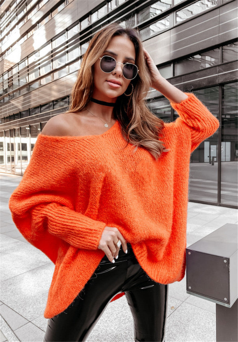 Damen Oversized Strickpullover mit asymmetrischem Design und lässigem Schnitt R&B
