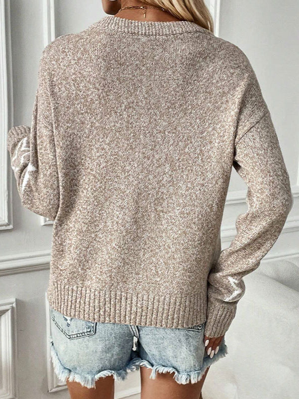 Damen Strickpullover mit Sternenmotiven und weitem Schnitt R&B