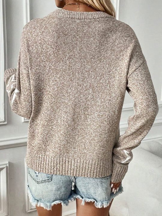 Damen Strickpullover mit Sternenmotiven und weitem Schnitt R&B