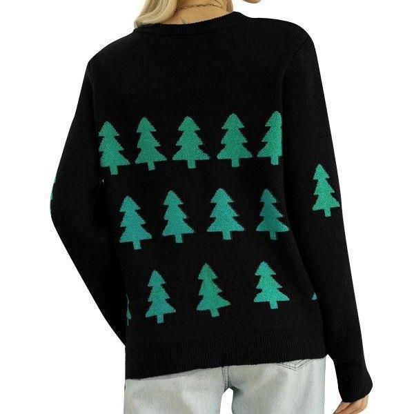 Damen kuscheliger Weihnachtspullover mit festlichem Tannenbaum-Design R&B