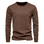 Herren nan minimalistisches Rundhals-Sweatshirt aus Baumwollmischung mit gerippten Bündchen R&B
