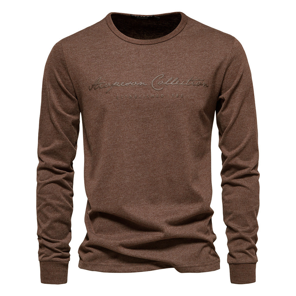 Herren nan minimalistisches Rundhals-Sweatshirt aus Baumwollmischung mit gerippten Bündchen R&B