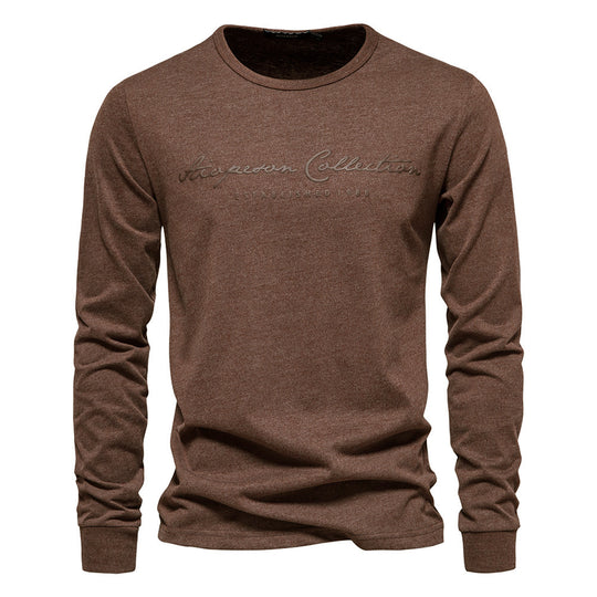 Herren nan minimalistisches Rundhals-Sweatshirt aus Baumwollmischung mit gerippten Bündchen R&B