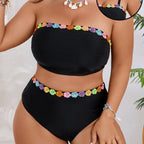 Damen Bandeau-Bikini-Set mit floralem Akzent R&B