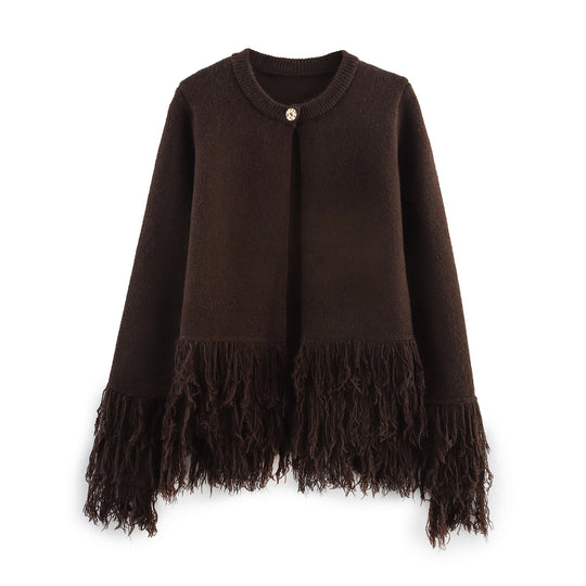 Damen eleganter Cardigan mit fransigen Details R&B