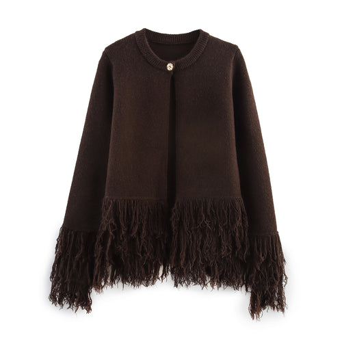 Damen eleganter Cardigan mit fransigen Details R&B