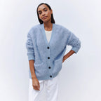 Damen Weicher Cardigan aus Mohair mit Knöpfen R&B