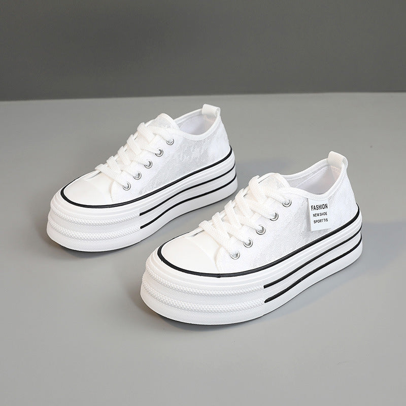 Damen modische Plateau-Sneaker mit strapazierfähigem Obermaterial und dämpfender Laufsohle R&B