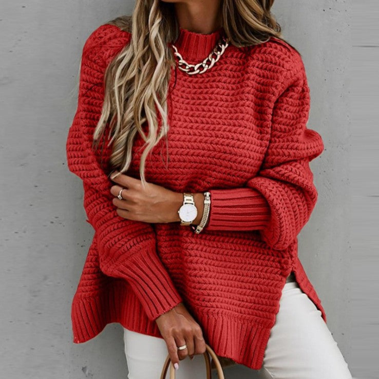 Damen Grobstrickpullover mit voluminösen Ärmeln und lässigem Schnitt R&B
