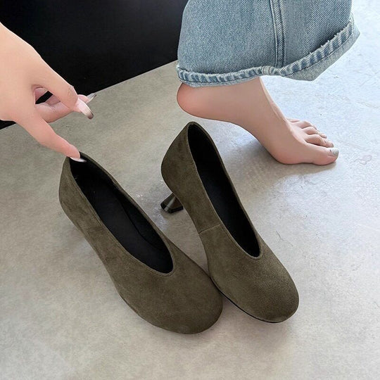 Damen spitze Wedge-Pumps aus samtweichem Velours R&B
