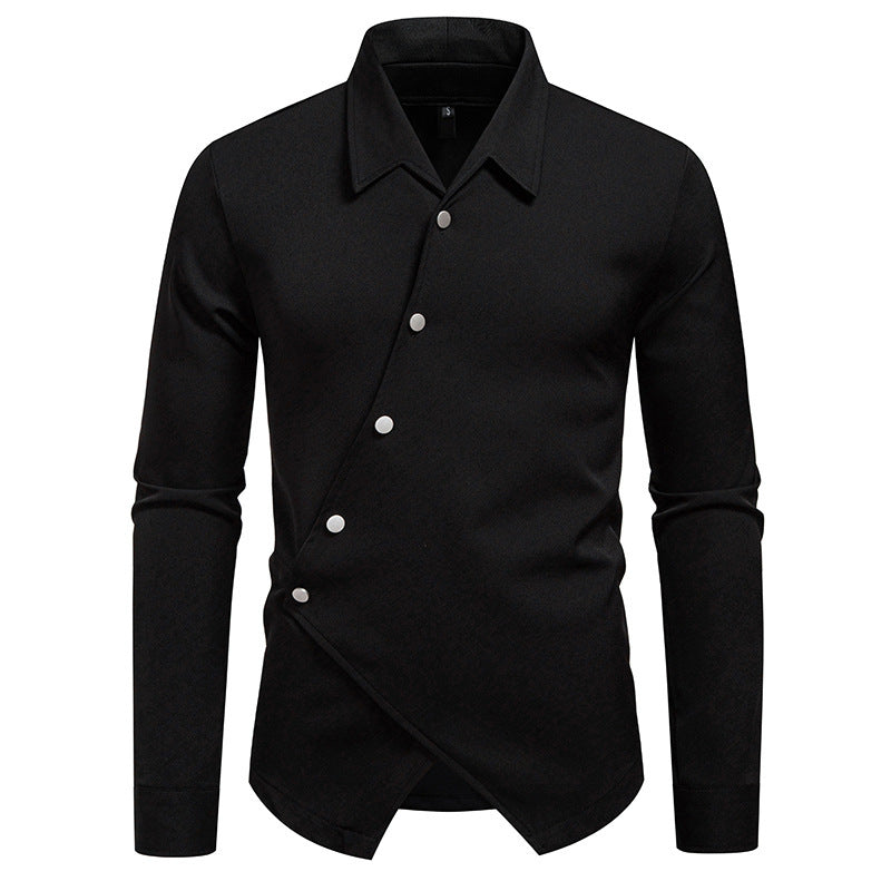 Herren modisches Hemd mit asymmetrischem Knopfdesign und eleganter Passform R&B