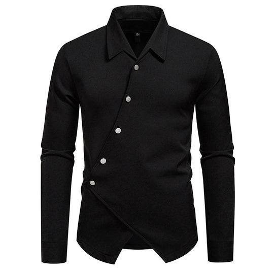 Herren modisches Hemd mit asymmetrischem Knopfdesign und eleganter Passform R&B