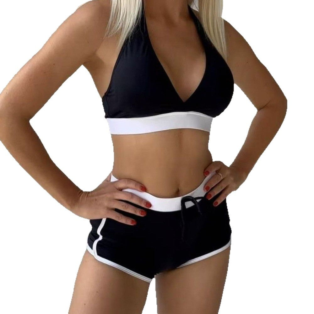 Damen Sport-Bikini-Set mit verstellbarem Oberteil und hoher Bundhöhe R&B